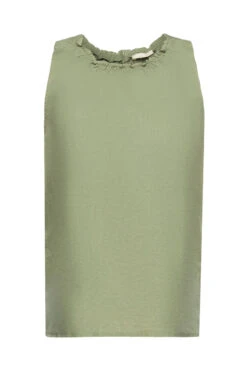 Edc By Esprit Ärmellos Bluse Einem Leinenmix Light Khaki