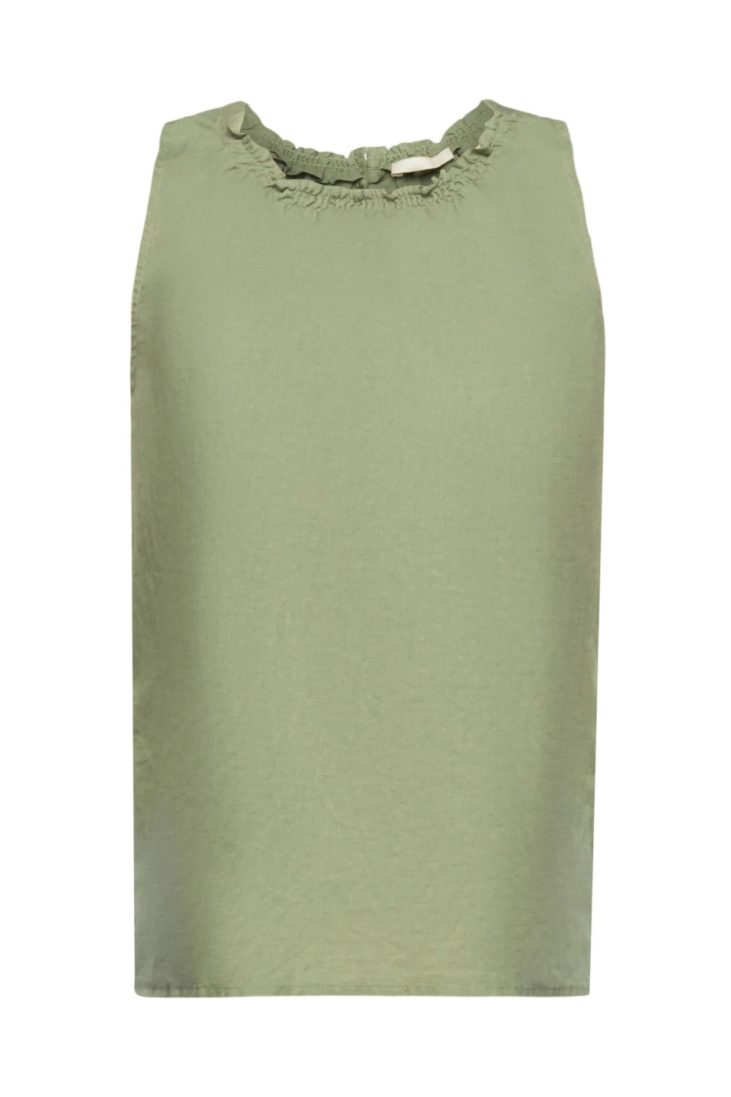 Edc By Esprit Ärmellos Bluse Einem Leinenmix Light Khaki 1 Edc By Esprit Ärmellos Bluse Einem Leinenmix Light Khaki