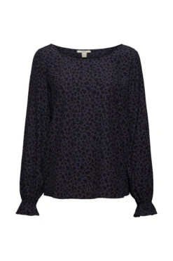 Edc By Esprit Flower Bluse Mit Volantdetails Navy