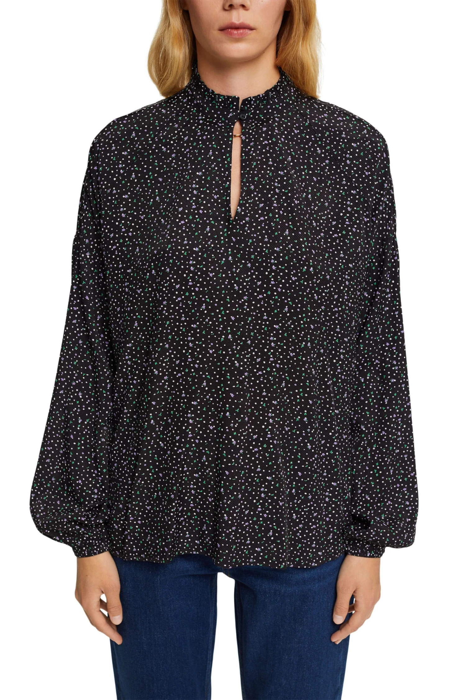 Edc By Esprit Gemusterte Bluse Black 2 Edc By Esprit Gemusterte Bluse Black - Image 2