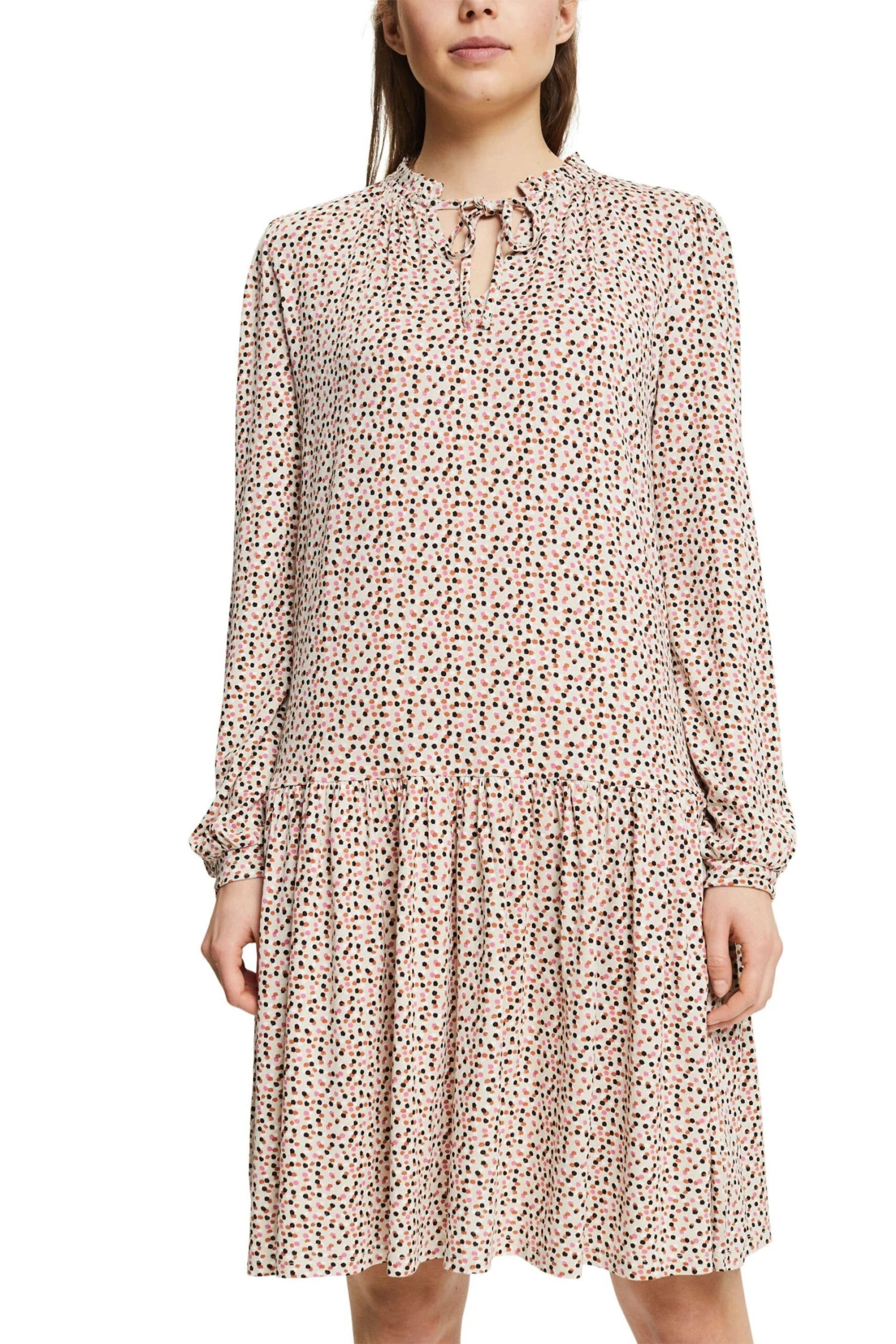 Edc By Esprit Kleid Mit Rüschen-Details Sand 2 Edc By Esprit Kleid Mit Rüschen-Details Sand - Image 2