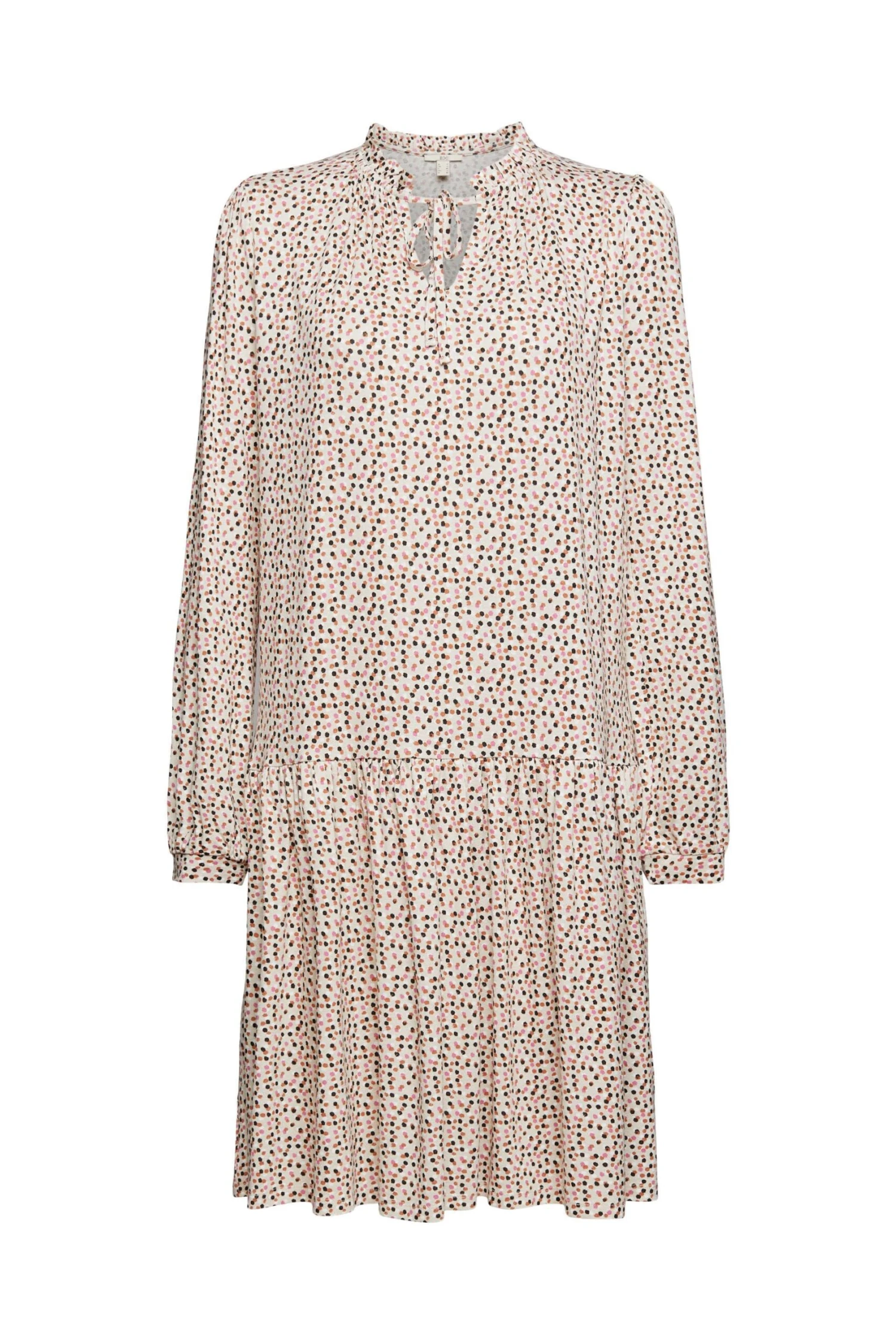 Edc By Esprit Kleid Mit Rüschen-Details Sand 1 Edc By Esprit Kleid Mit Rüschen-Details Sand