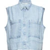 Edc By Esprit Kurze Bluse In Denimoptik Blue Bleached