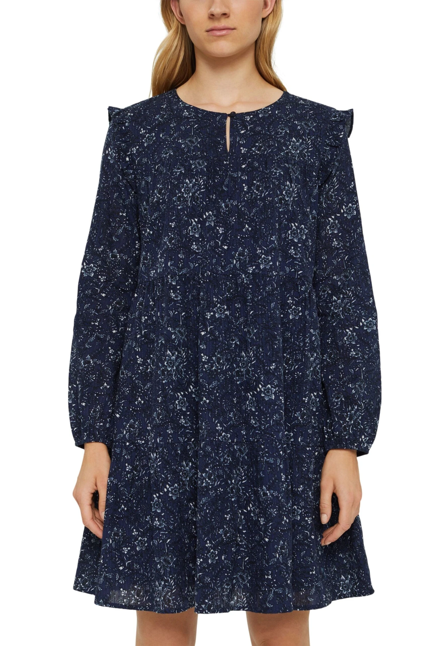 Edc By Esprit Print-Kleid Mit Rüschen Navy 4 3 Edc By Esprit Print-Kleid Mit Rüschen Navy 4 - Image 3