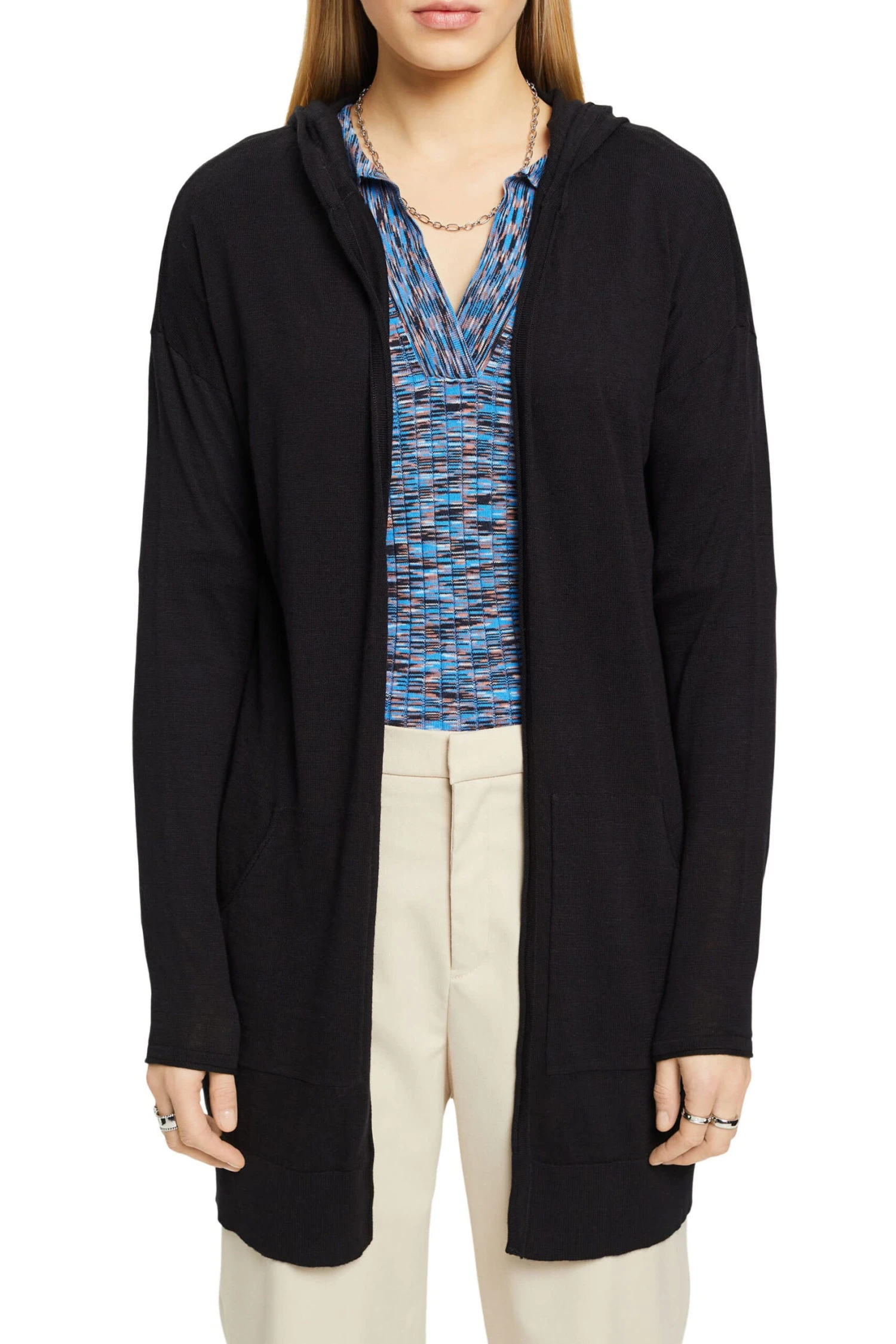 Edc By Esprit Strickcardigan Aus Reiner Mit Kapuze Black 2 Edc By Esprit Strickcardigan Aus Reiner Mit Kapuze Black - Image 2