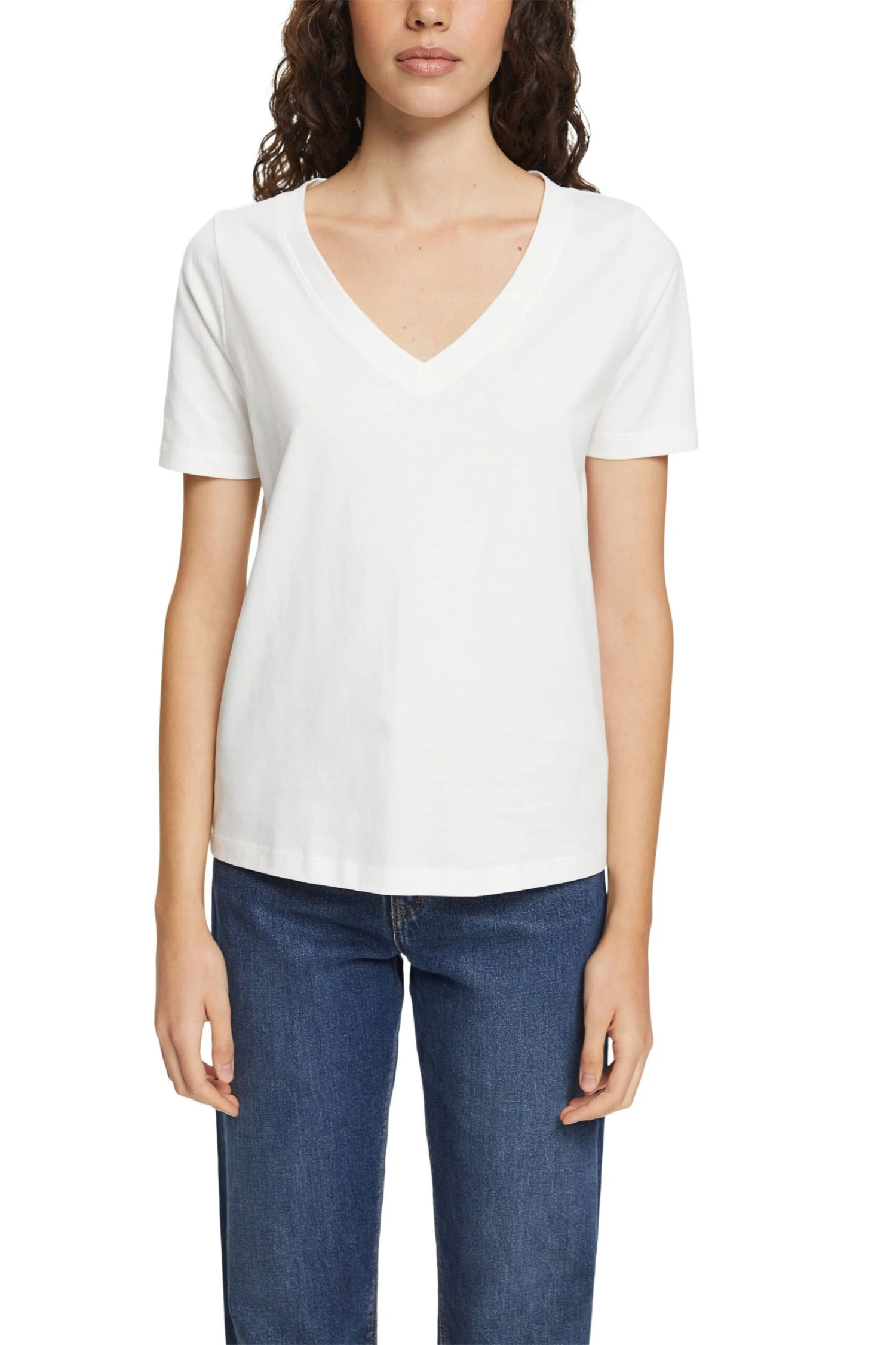 Edc By Esprit T-Shirt Mit V-Ausschnitt Off White 2 Edc By Esprit T-Shirt Mit V-Ausschnitt Off White - Image 2