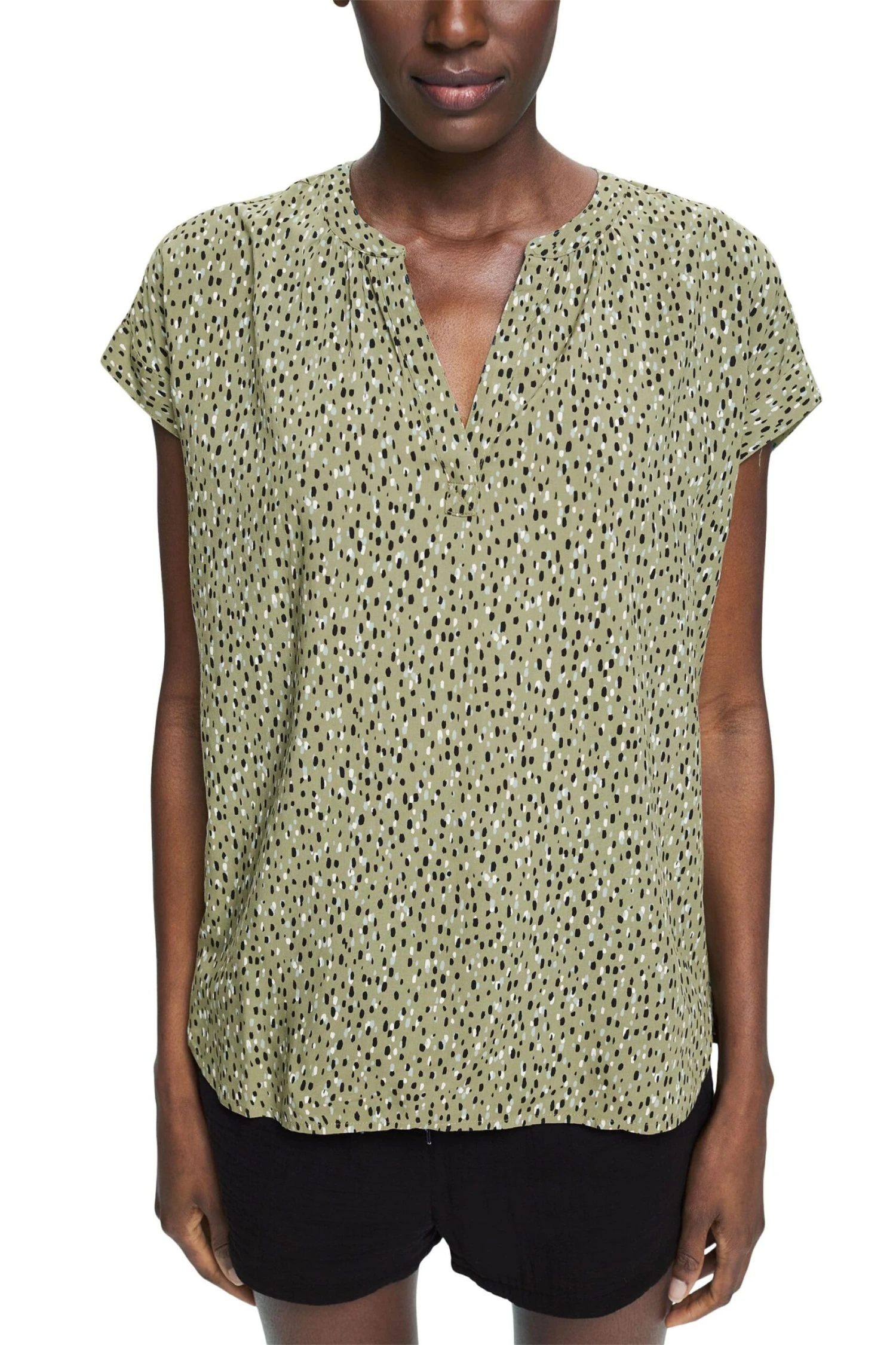 ESPRIT Bluse Mit Blumenmuster Light Khaki 2 ESPRIT Bluse Mit Blumenmuster Light Khaki - Image 2