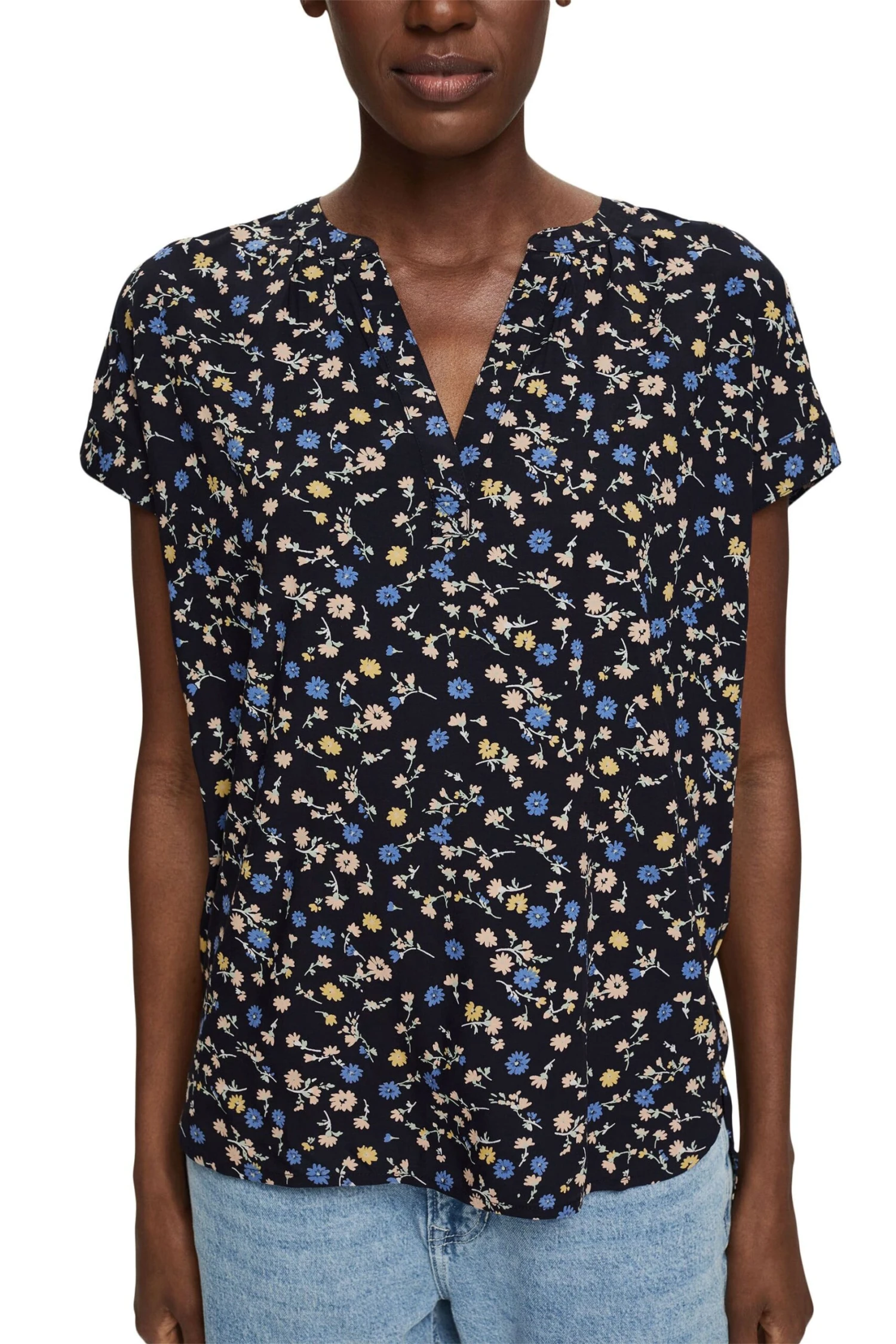 ESPRIT Bluse Mit Blumenmuster Navy 2 ESPRIT Bluse Mit Blumenmuster Navy - Image 2