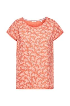 ESPRIT Florales T-Shirt Mit Rollkanten Orange Red