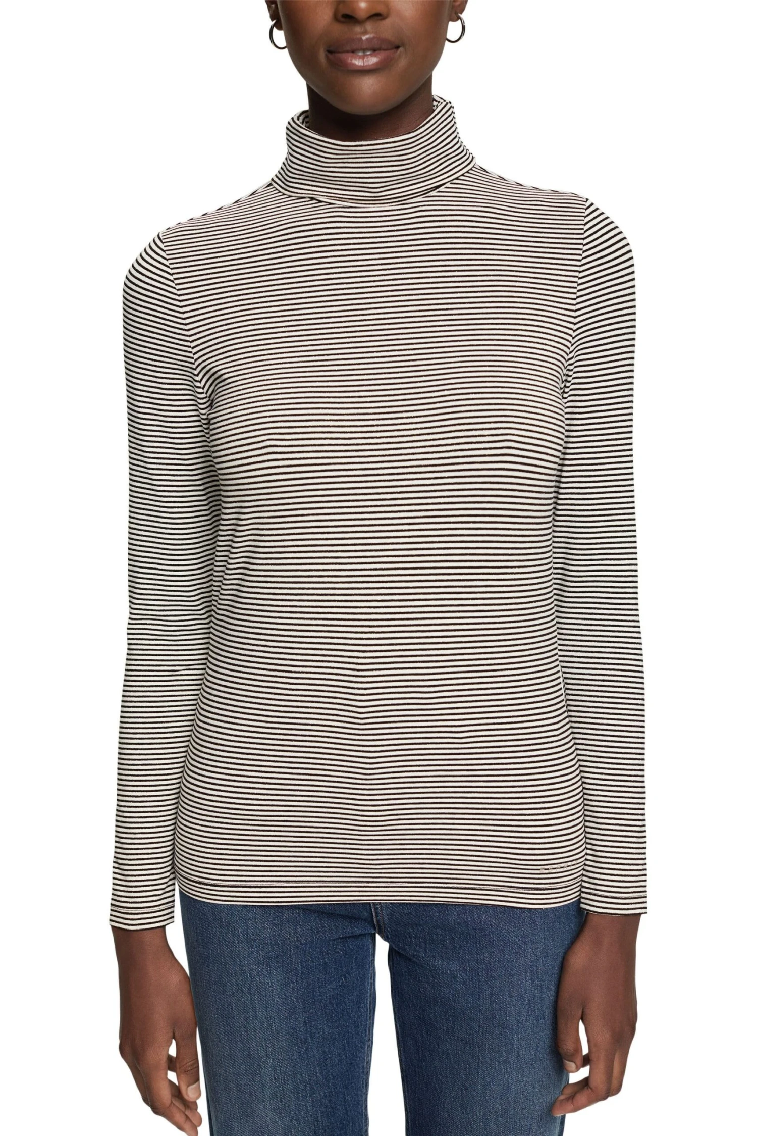 ESPRIT Gestreiftes Langarm-Top Mit Rollkragen New Off White 2 ESPRIT Gestreiftes Langarm-Top Mit Rollkragen New Off White - Image 2