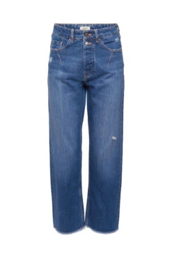 ESPRIT Jeans Mit Destroyed-Effekten In Dad Fit Blue Medium Washed