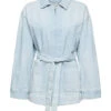 ESPRIT Jeansjacke Mit Bindegürtel Blue Light Wash