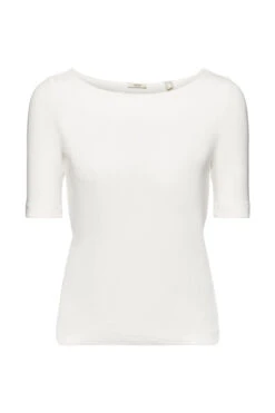 ESPRIT Pointelle-T-Shirt In Gerippter Optik Off White