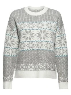 ESPRIT Pullover In Grau/ Weiß