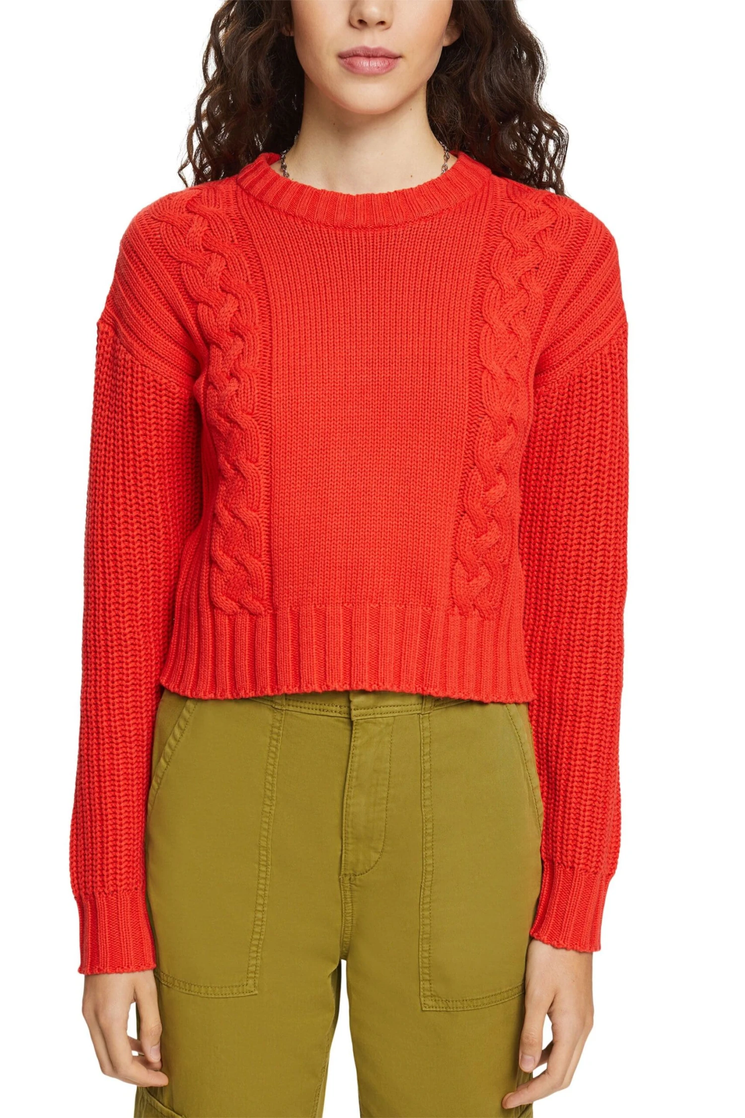 ESPRIT Pullover Mit Zopfstrick Red 2 ESPRIT Pullover Mit Zopfstrick Red - Image 2