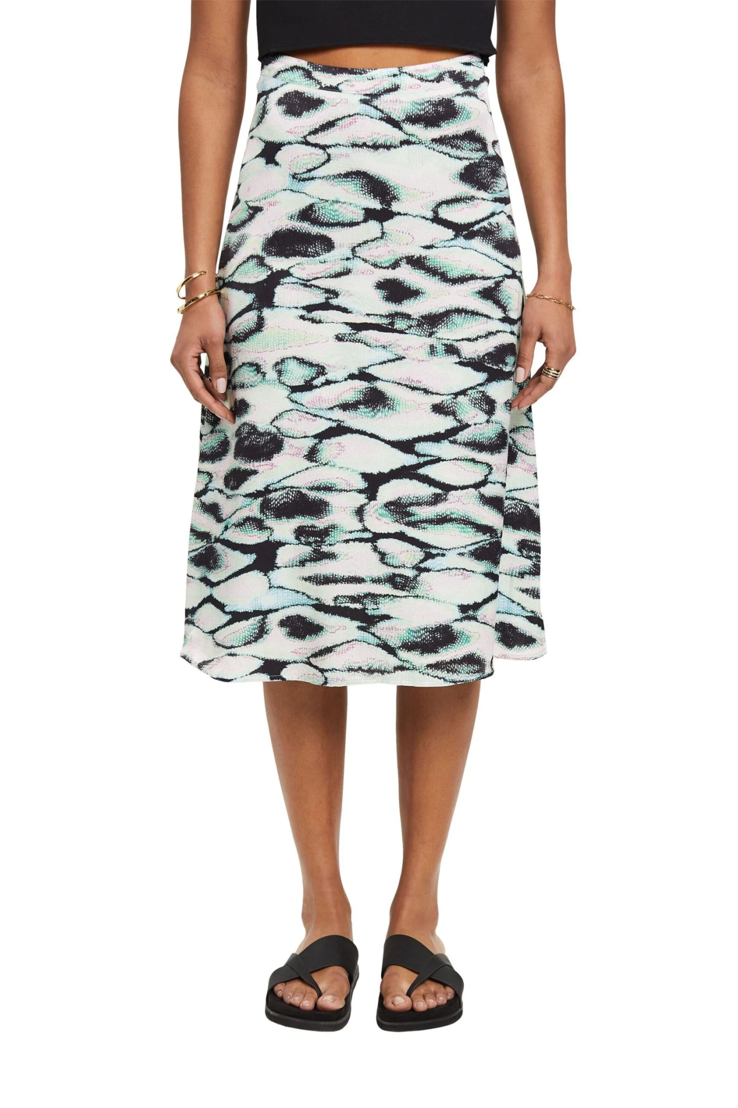 ESPRIT Satinrock Mit Allover-Print Emerald Green 2 ESPRIT Satinrock Mit Allover-Print Emerald Green - Image 2