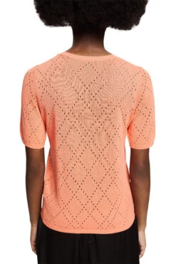 ESPRIT Strick-Shirt Mit Ajour Coral Orange -Esprit Verkauf esprit strick shirt mit ajour coral orange 2
