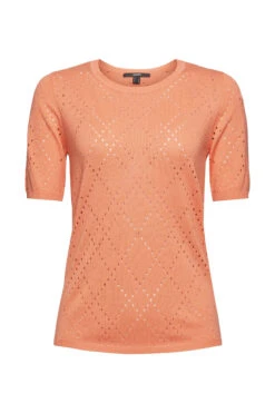 ESPRIT Strick-Shirt Mit Ajour Coral Orange