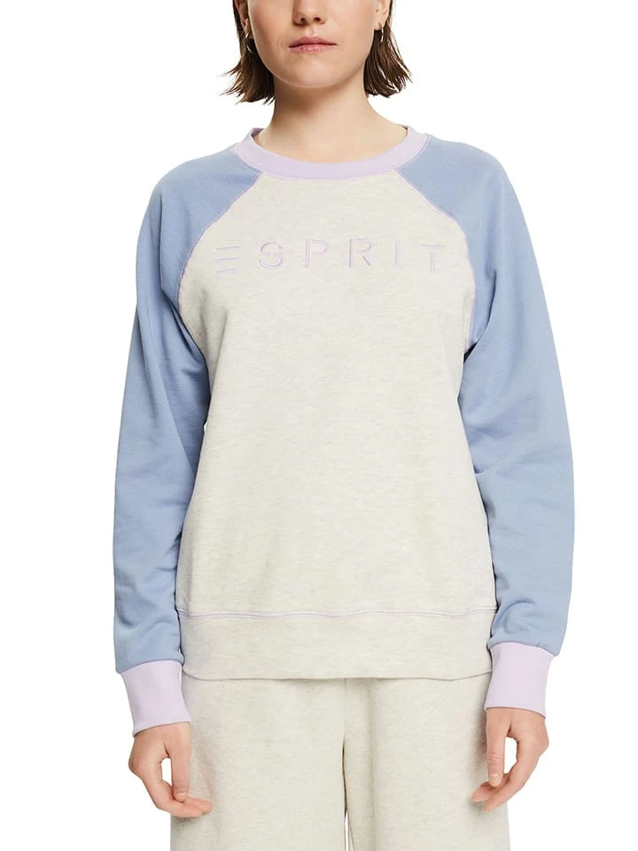 ESPRIT Sweatshirt In Creme/ Hellblau 2 ESPRIT Sweatshirt In Creme/ Hellblau - Image 2