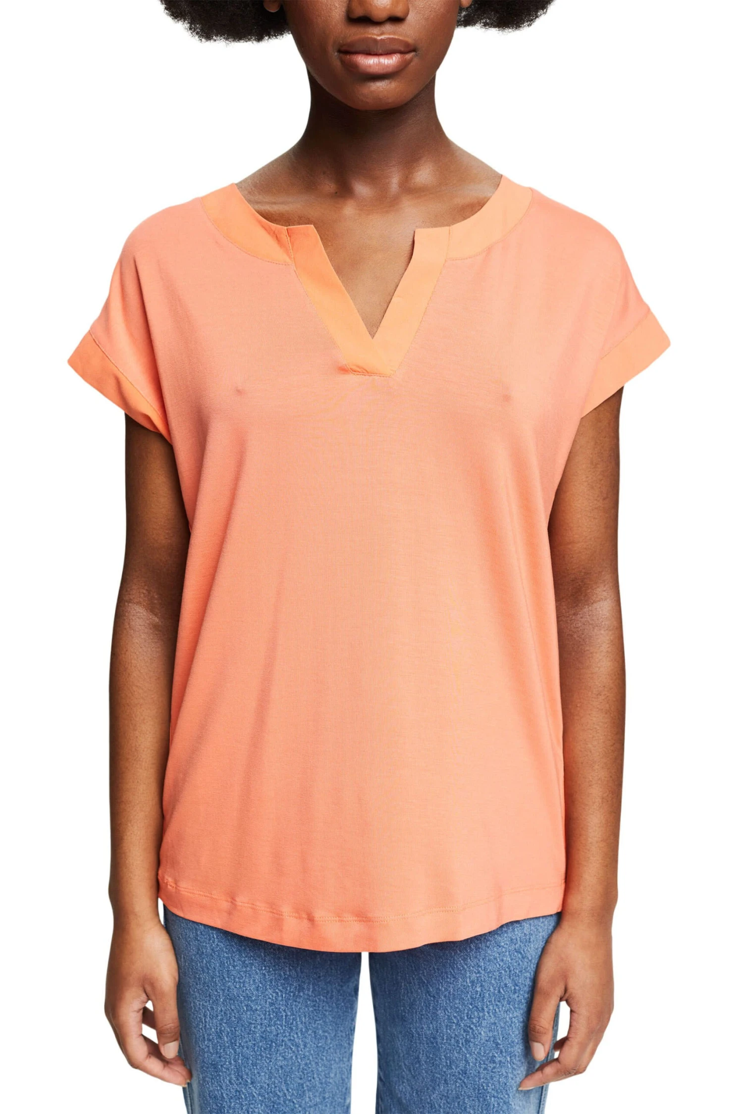 ESPRIT T-Shirt Mit Details Coral Orange 2 ESPRIT T-Shirt Mit Details Coral Orange - Image 2
